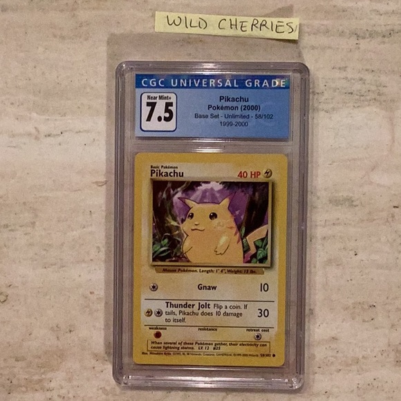 Pokemon Pikachu 1999-2000 4th Print 58/102 Base Set CGC 7.5 TCG #58 1999 - Picture 2 of 9